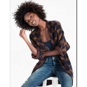 Lucky Brand Navy and Brown Cardigan